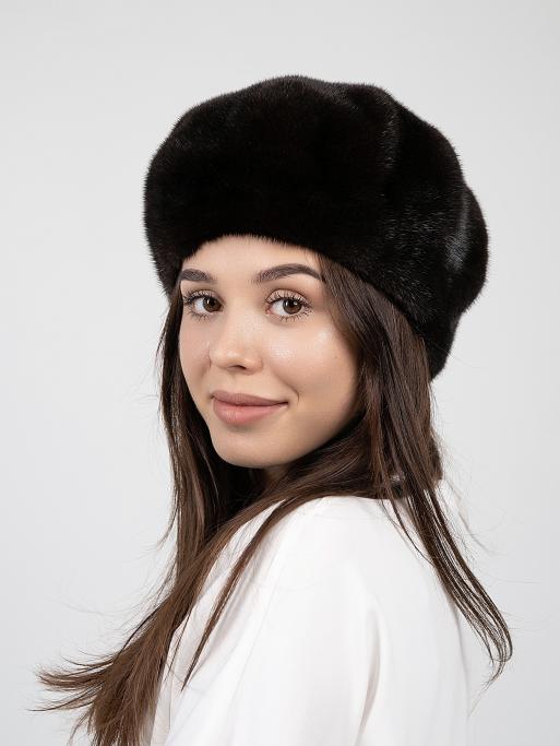 Берет из цельного меха норки, «махагон»