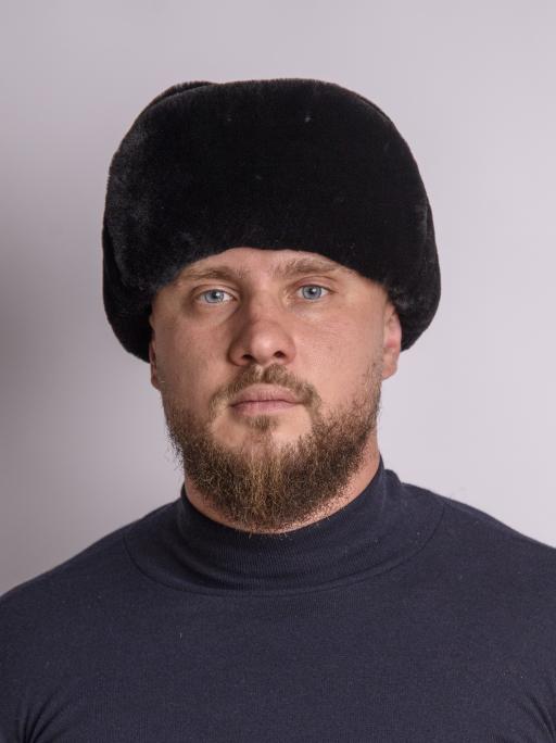Ушанка-зилли из меха овчины и замши, черный