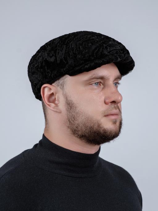Кепка из цельного меха каракуля, черный