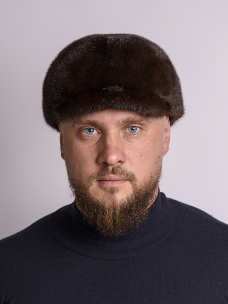 Кепка из меха норки, «махагон»