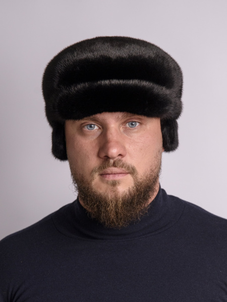 Кепка реглан №1 из меха норки, черный