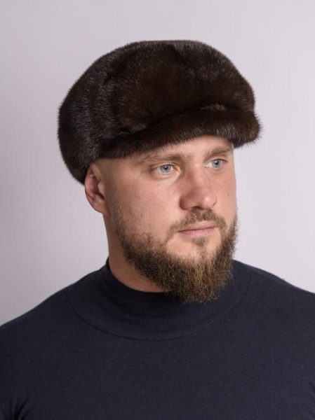 Кепка из меха норки, «махагон»