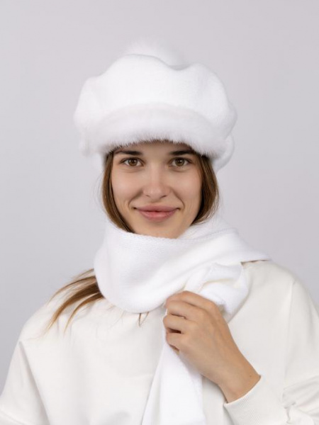 Кепка с мехом норки, белый