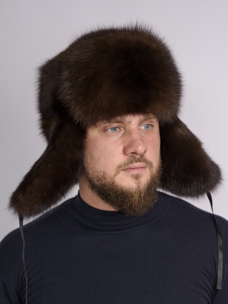 Ушанка из цельного меха соболя