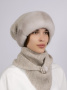 Шапка из меха норки на вязаной основе + косынка, колотый лед   