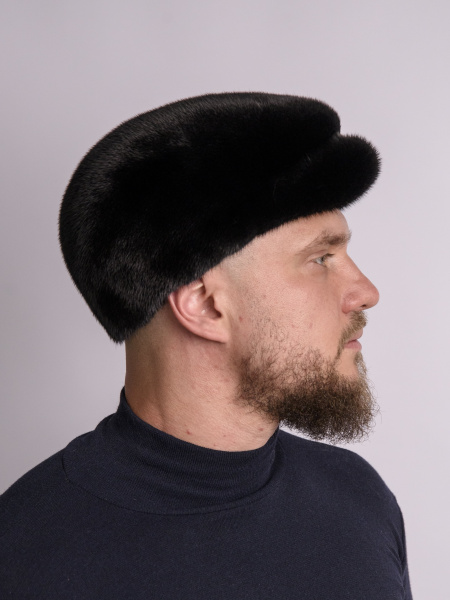 Кепка реглан №1 из меха норки, черный
