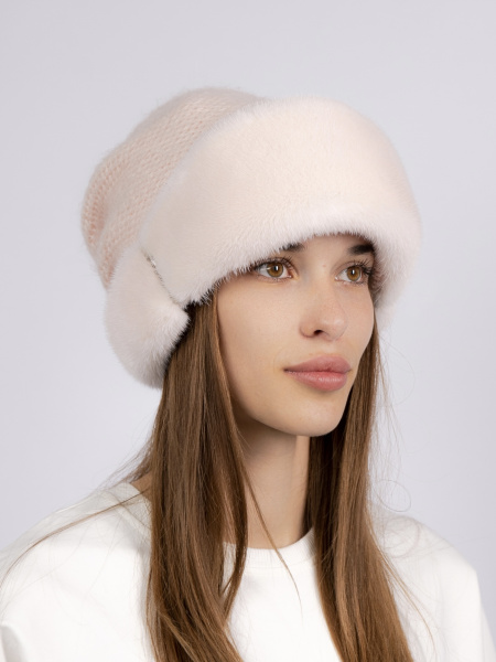 Шапка из меха норки на вязаной основе, равалия