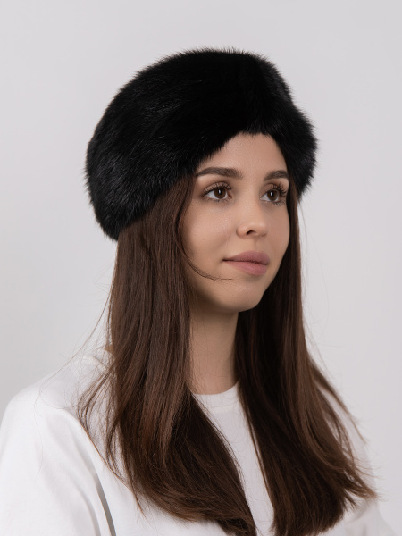 Повязка из меха норки, черный