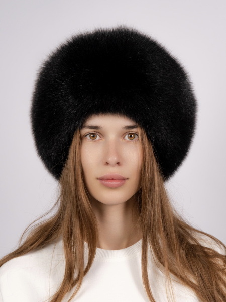 Шапка из цельного меха песца, черный