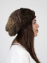 Шапка-берет из меха каракуля и трикотажа, коричневый