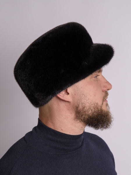 Кепка из меха норки, черный