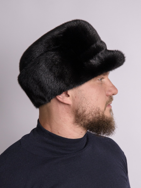 Кепка из меха норки, черный