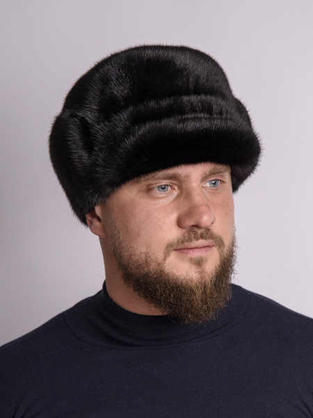 Кепка из меха норки, черный