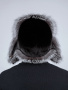 Ушанка-бомбер из цельного меха чернобурой лисицы и норки