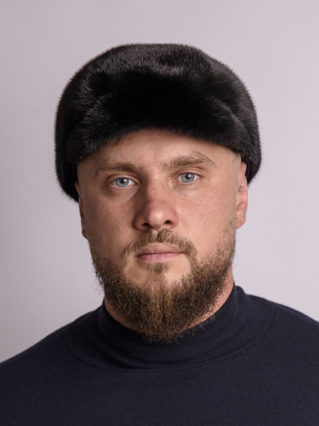 Кепка из меха норки, черный