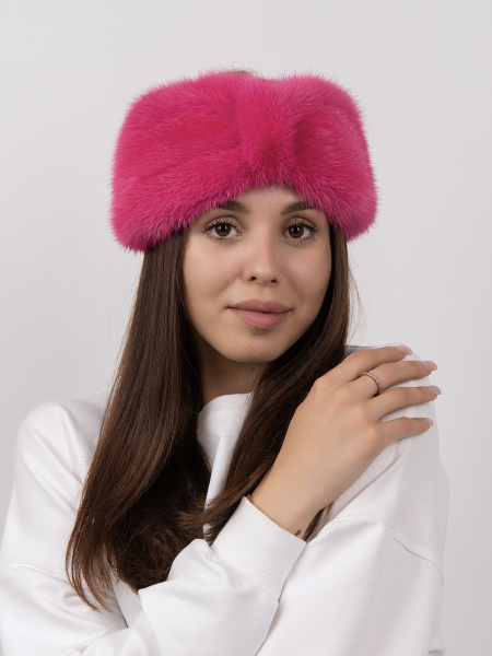 Повязка из меха норки, фуксия