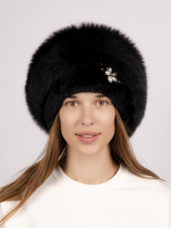 Шапка из меха песца и норки, черный