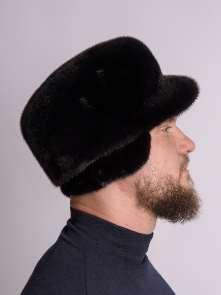 Кепка из меха норки, черный