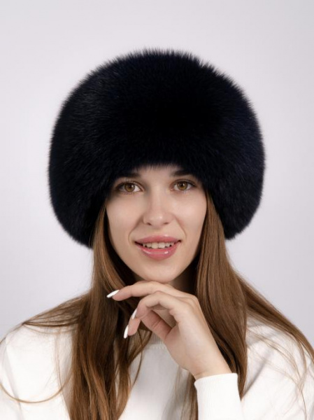 Боярка из меха песца и ондатры, темно-синий