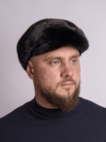 Кепка из меха норки, черный