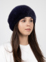 Берет вязаный из меха норки, фиолетовый