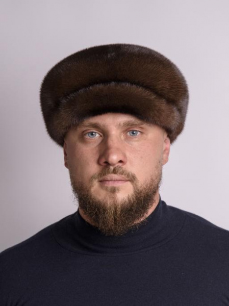 Кепка реглан №3 из меха норки, «орех»