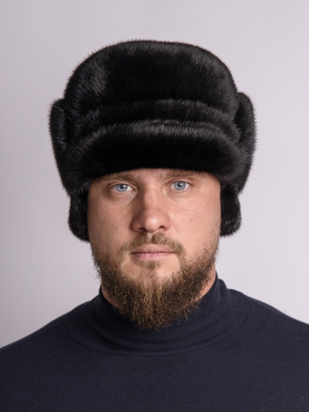 Кепка из меха норки, черный