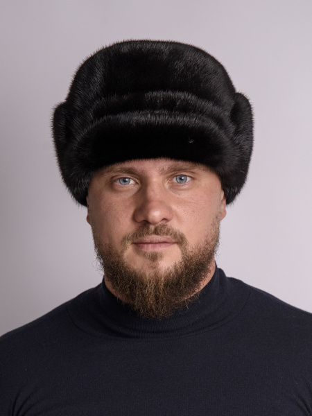 Кепка из меха норки, черный