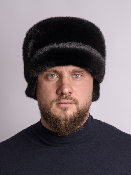 Кепка из меха норки, черный