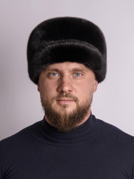 Кепка из меха норки, черный