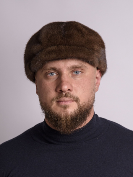 Кепка из меха норки, «орех»